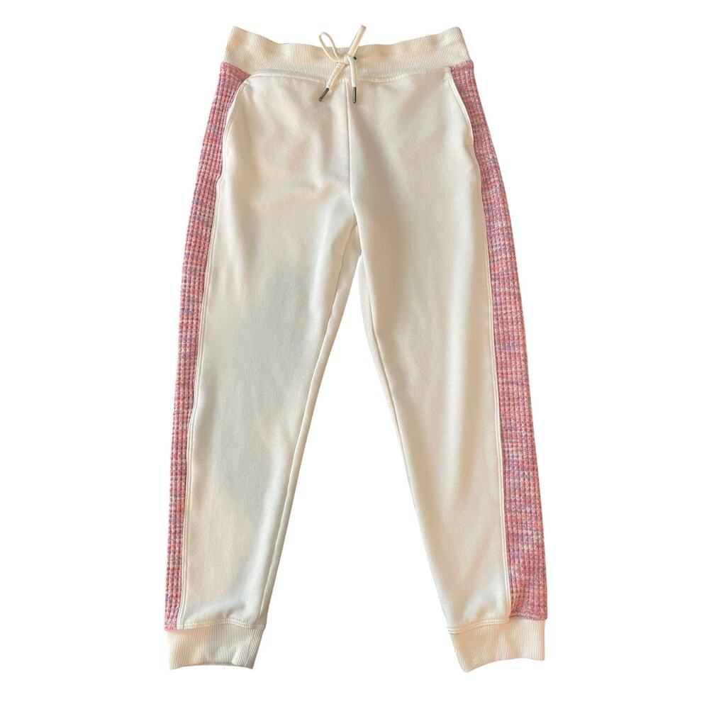 Freely Girls Ivory Joggers Pink Tweed Side Stripe Size L (10-12)